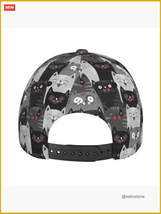 Adjustable Baseball Cap with Cats Print
